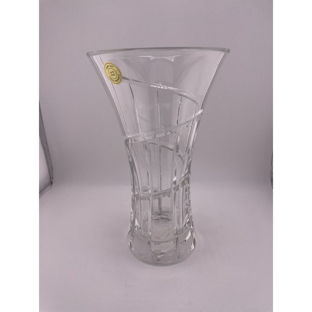 Towle Bohemian Lead Crystal Vase Hand Cut New With Tag 24% Pbo